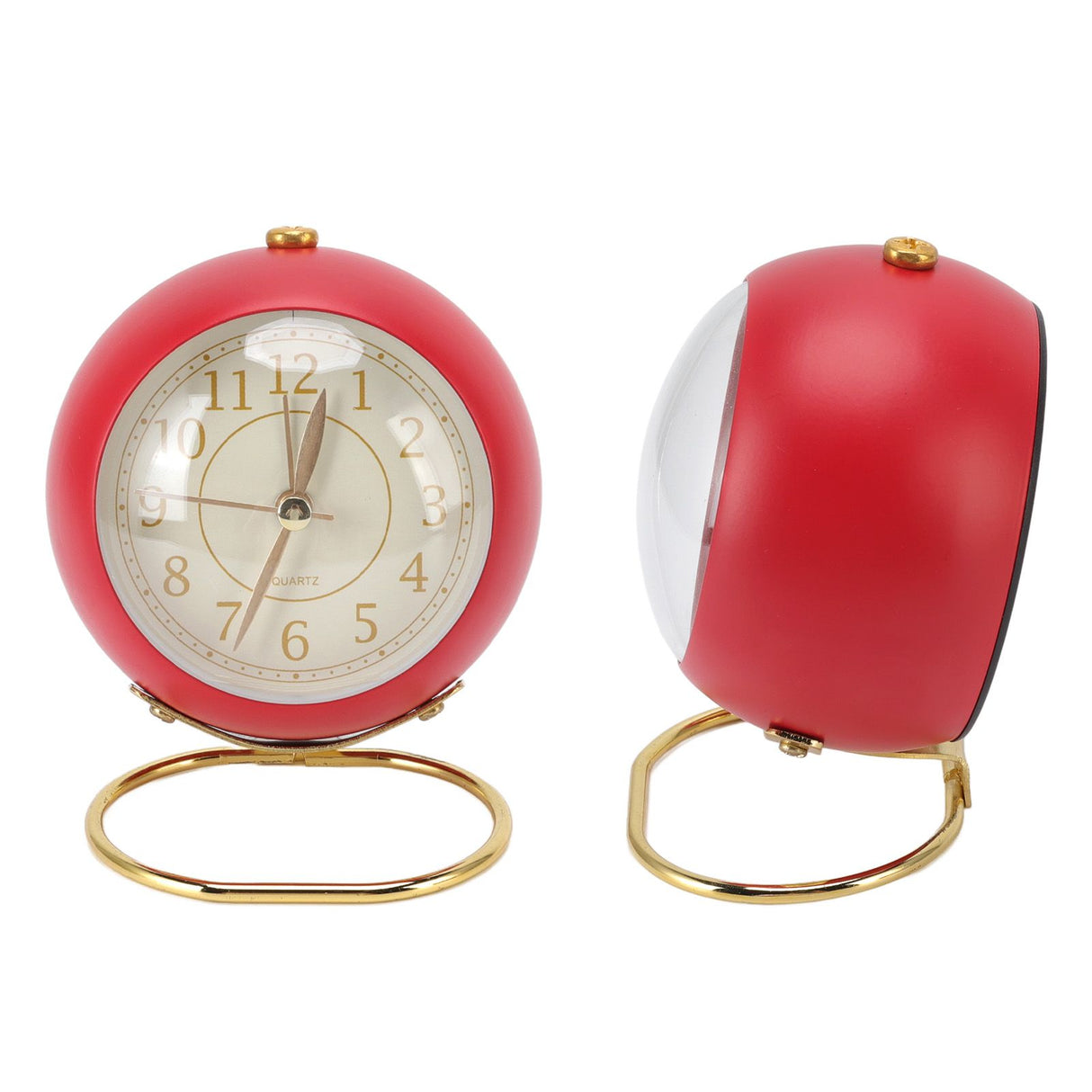 Retro Alarm Clock Silent Decorative Round Ring Base Small Quartz Alarm Clock with Ambient Night Light for Bedroom