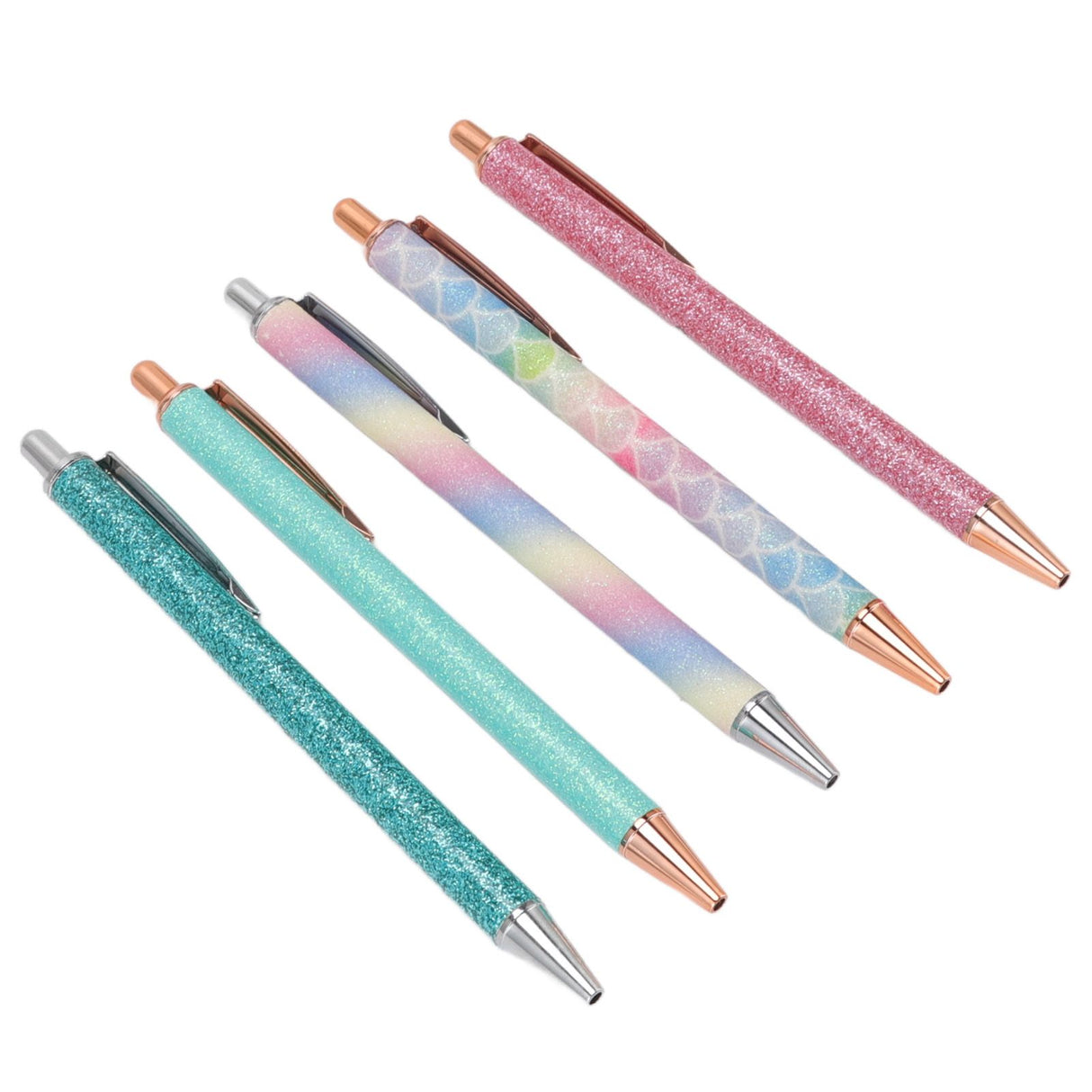 Ballpoint Pens Waterproof Ink Lightweight Portable Plastic Pressing Type Clip Design Writing Ballpoint Pens Set of 5pcs