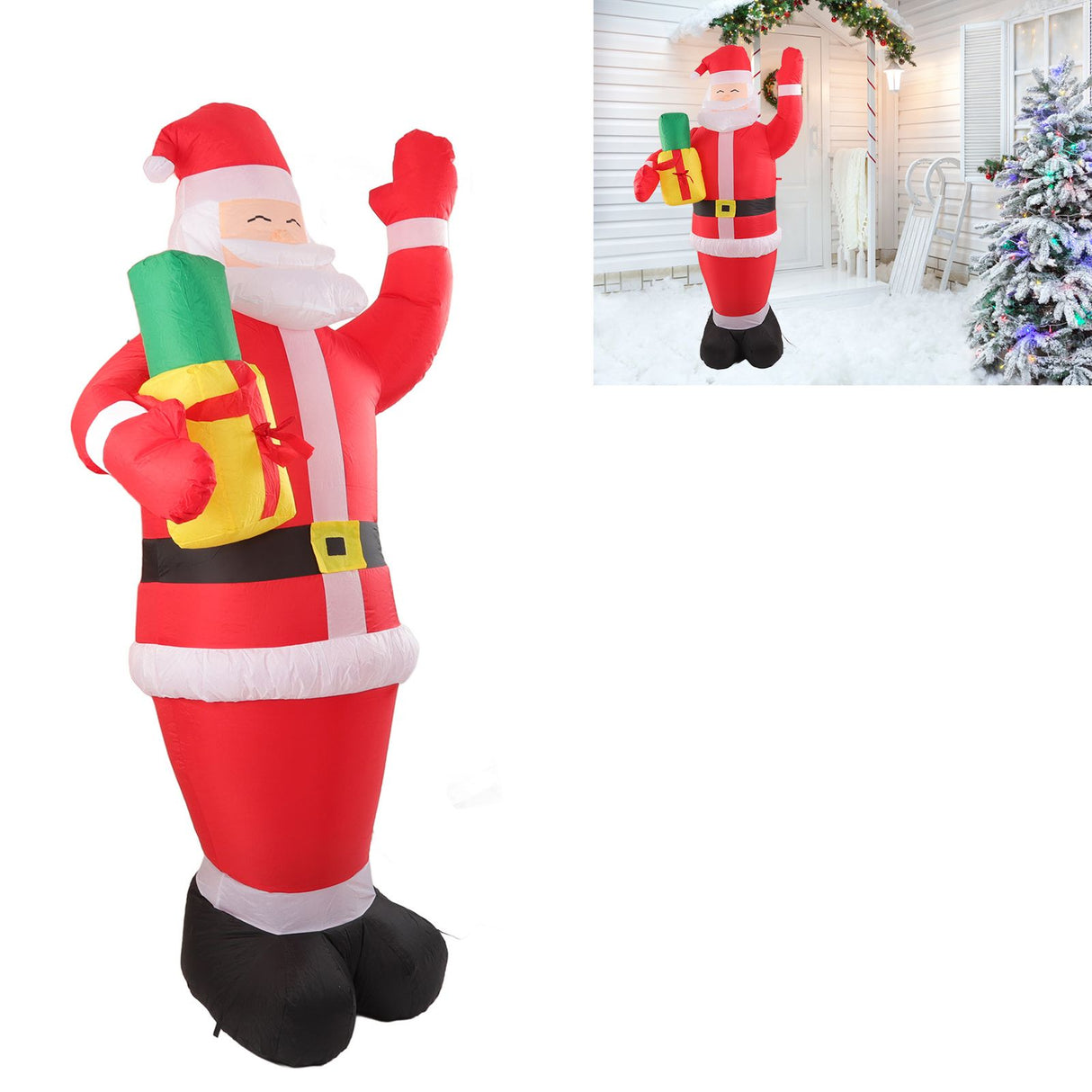 Inflatable Christmas Old Man Model with Gift Bag in Hand LED Growing Inflatable Christmas Man for Outdoor Garden Yard AU 100‑240V