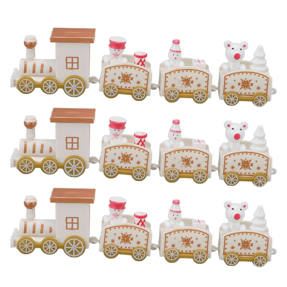 3 Sets Small Train Christmas Decorations Exquisite Mini Train Decor Set Christmas Decoration Props White