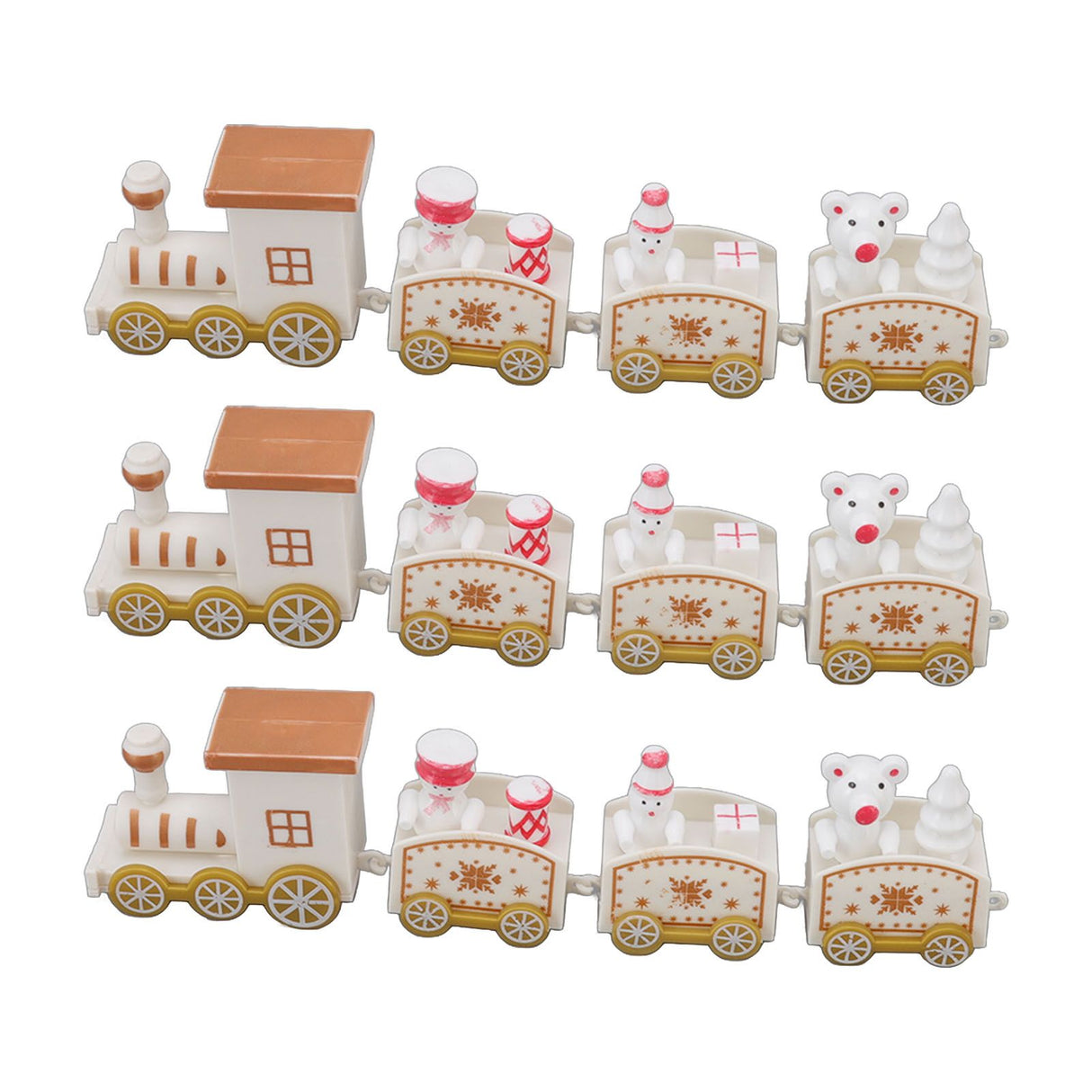 3 Sets Small Train Christmas Decorations Exquisite Mini Train Decor Set Christmas Decoration Props White