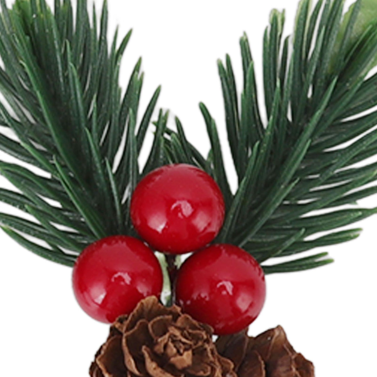 10Pcs Christmas Picks Pinecone Red Berry Pin Needle Artificial Delicate Christmas Decorations