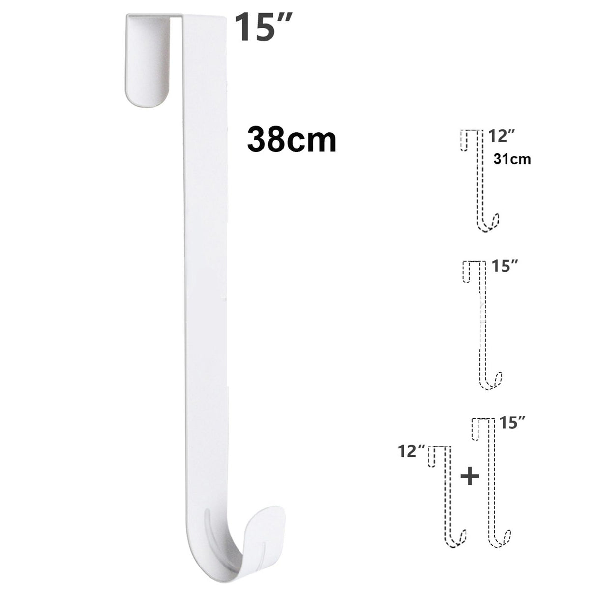 Adjustable Wreath Door Hanger Damage Free Wreaths Hanging Over The Door Hooks Iron Door Hanger for Christmas Wreath White