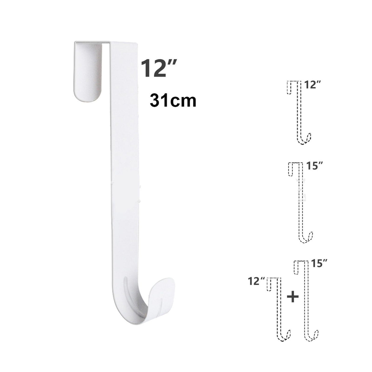 Adjustable Wreath Door Hanger Damage Free Wreaths Hanging Over The Door Hooks Iron Door Hanger for Christmas Wreath White