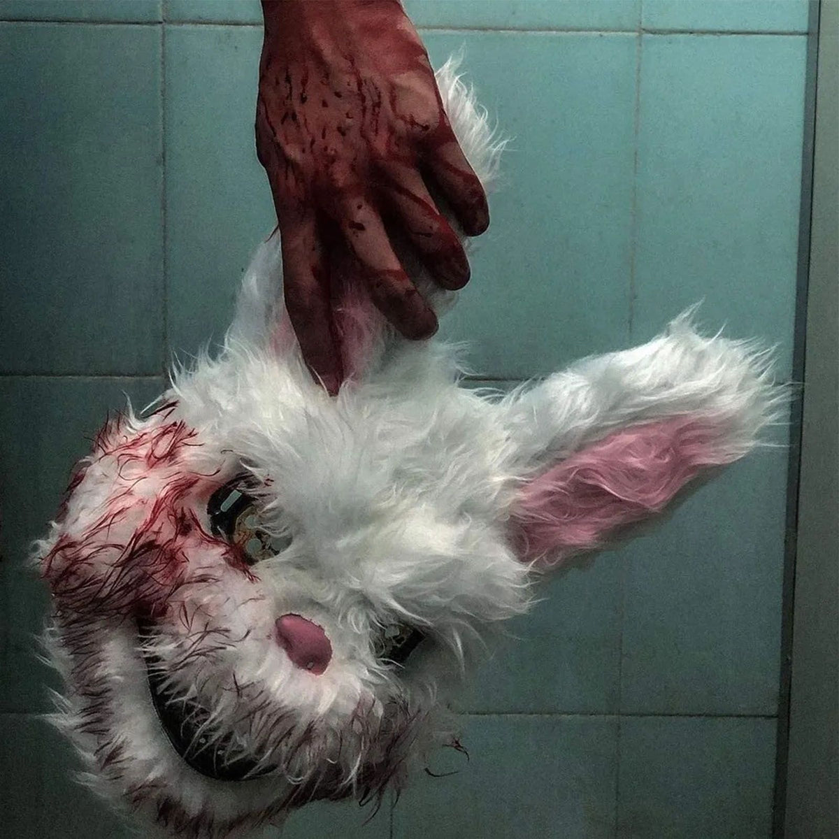 Halloween Spooky Plush Mask Lifelike Appearance Appropriate Size Halloween Props for Horror Themed Parties Rabbit 26x34cm