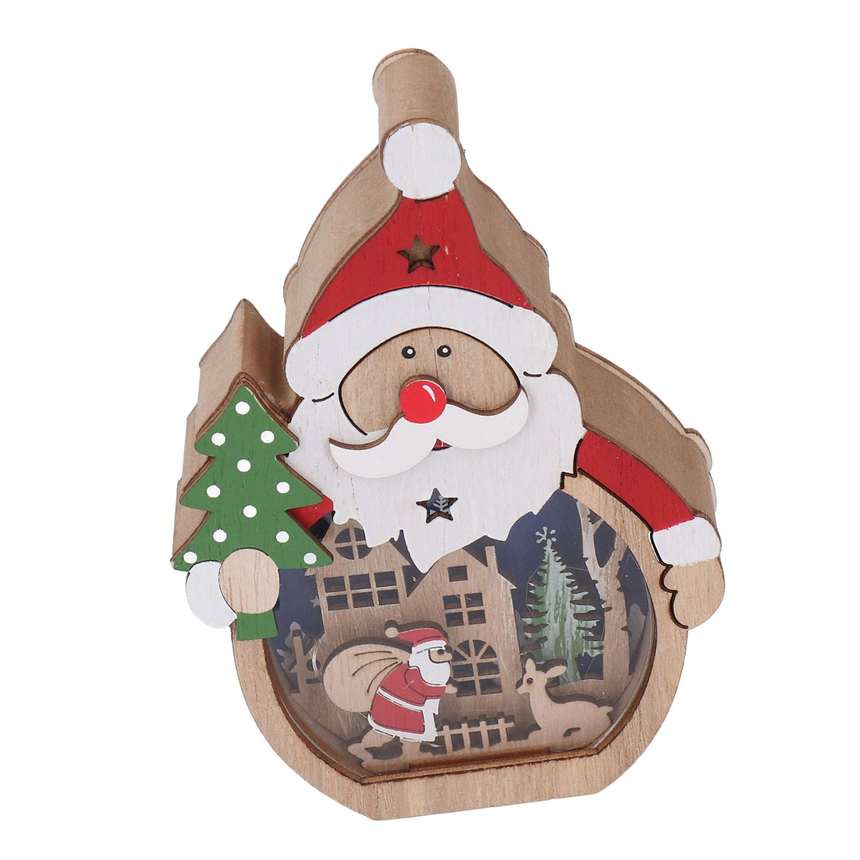 Luminous Christmas Ornament LED Light Emitting Wooden Christmas Decorations Ornaments Gifts for Hotel Window Display Old Man