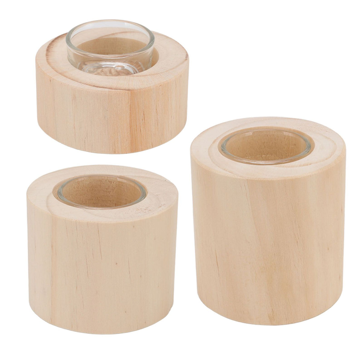 3Pcs Wooden Candle Cup Holders Low Medium High Simple Wooden Candlestick for Living Room Office Study Bedroom