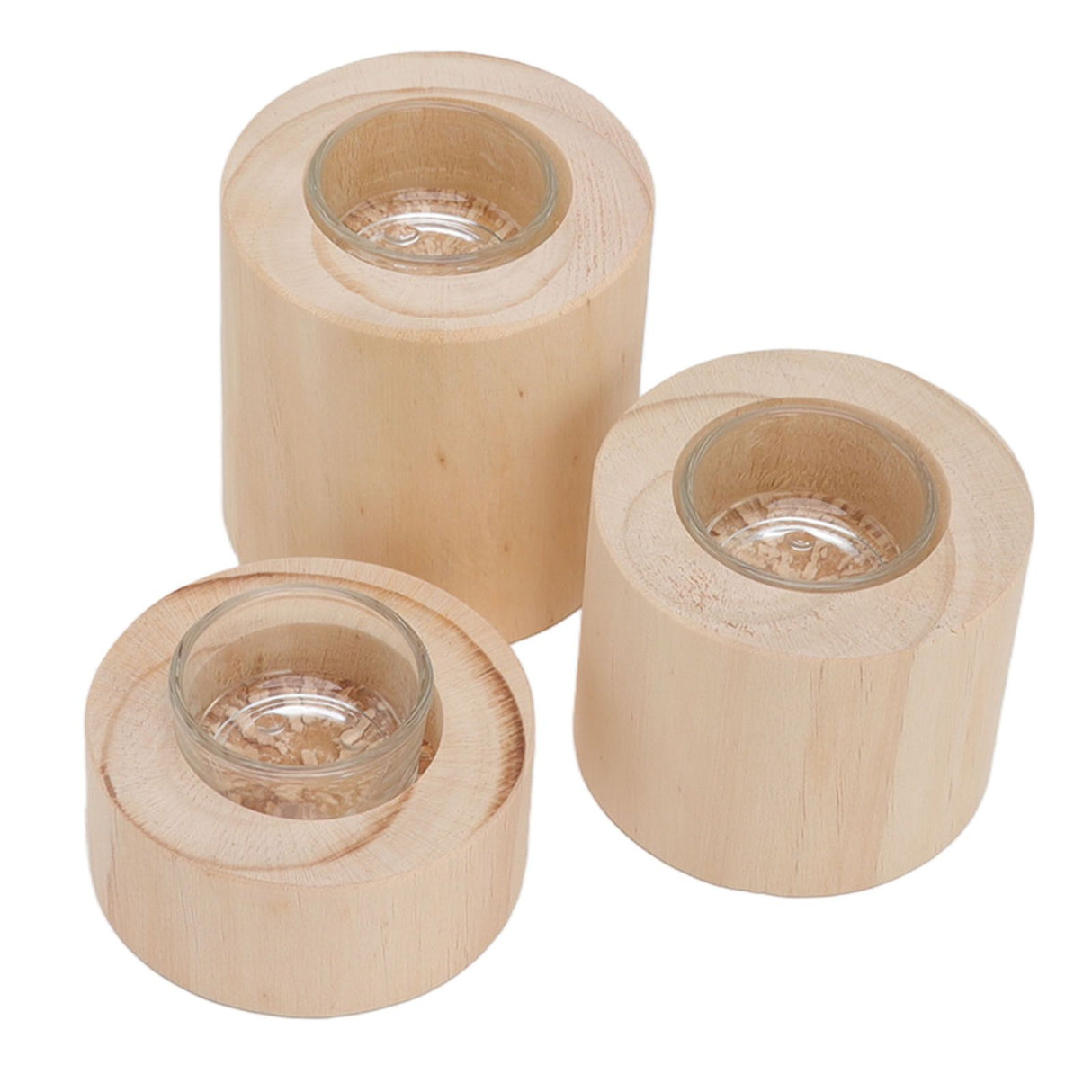 3Pcs Wooden Candle Cup Holders Low Medium High Simple Wooden Candlestick for Living Room Office Study Bedroom