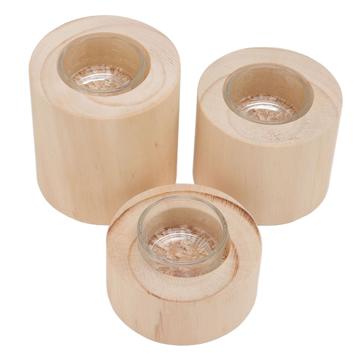 3Pcs Wooden Candle Cup Holders Low Medium High Simple Wooden Candlestick for Living Room Office Study Bedroom