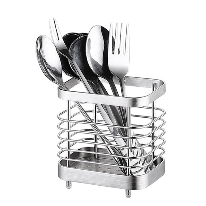 Utensil Holder Drying Rack Stainless Steel Draining Basket Wall Mount No Drilling for Kitchen Chopsticks Small Original Color