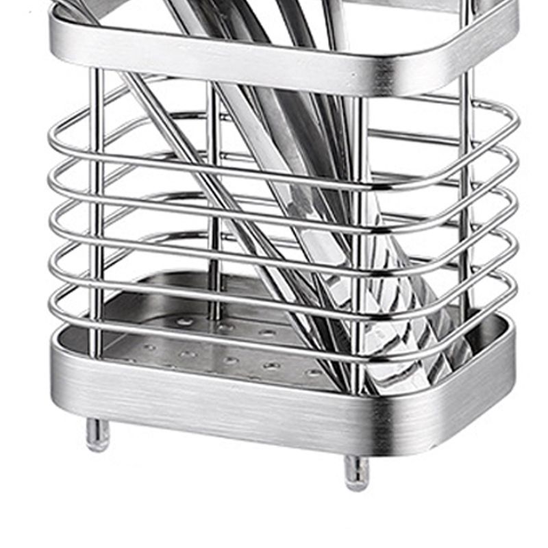 Utensil Holder Drying Rack Stainless Steel Draining Basket Wall Mount No Drilling for Kitchen Chopsticks Small Original Color