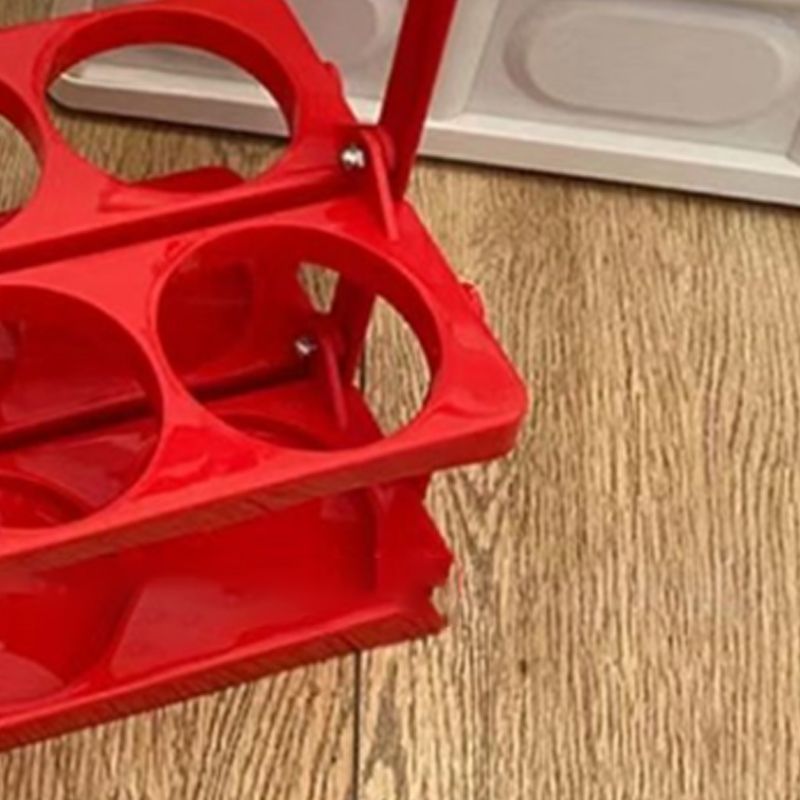 Portable Beer Bottle Rack Pure Color Foldable Beverage Storage Rack Picnic Beer Handle Basket Red