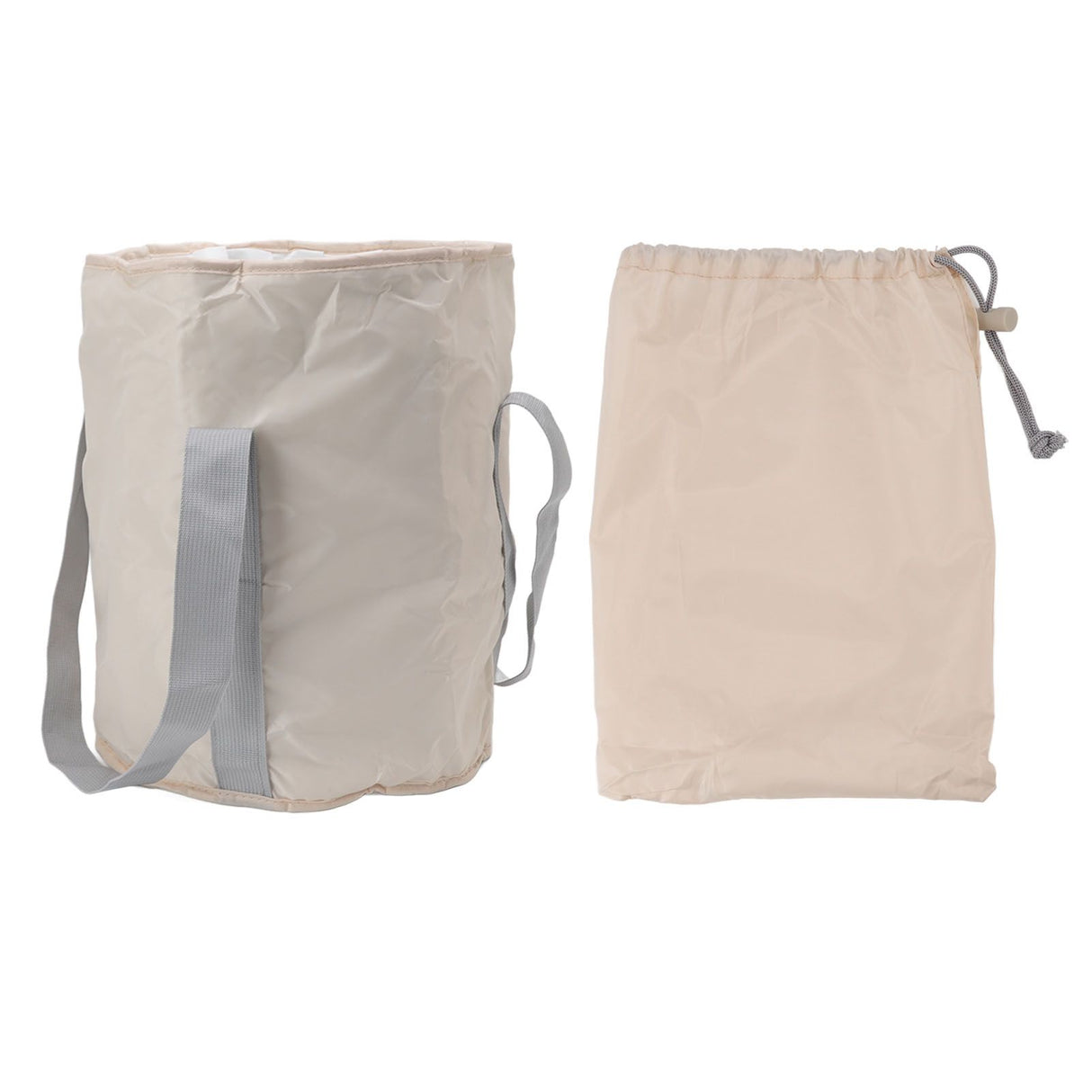 Foldable Foot Tub Polyester Double Layer Collapsible Camping Bucket with Storage Bag for Outdoor Beige