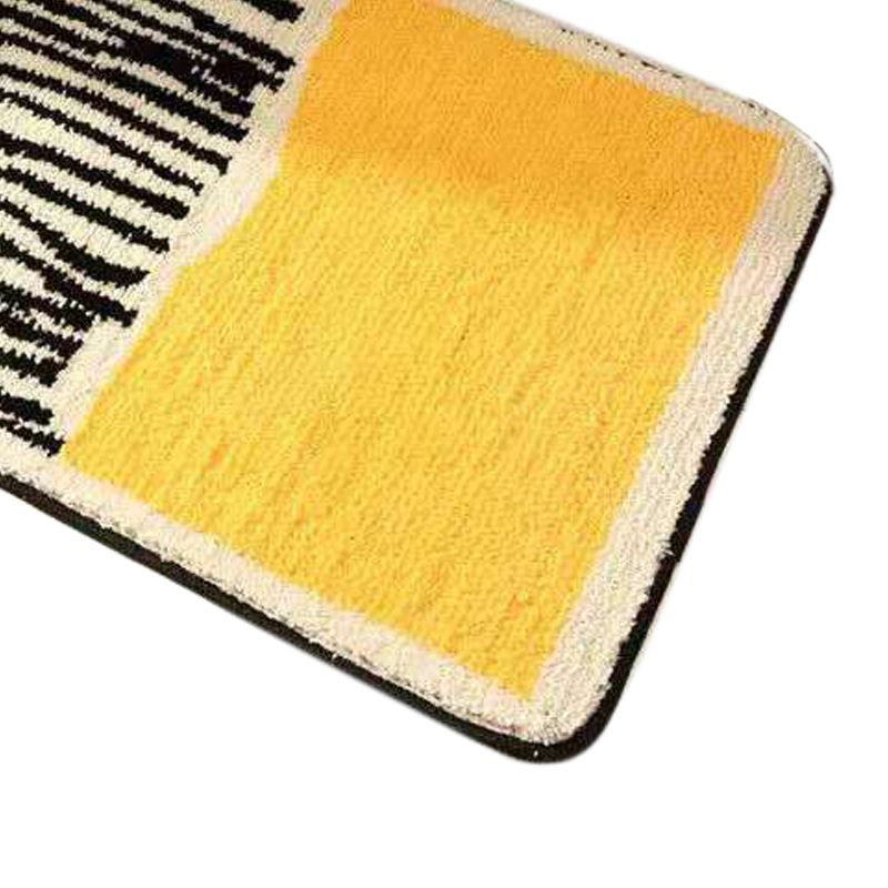 Carpet Rectangular Anti Skid Thickened Comfortable Moisture Absorbing Washable Rug for Entrance Yellow 40 X 60cm