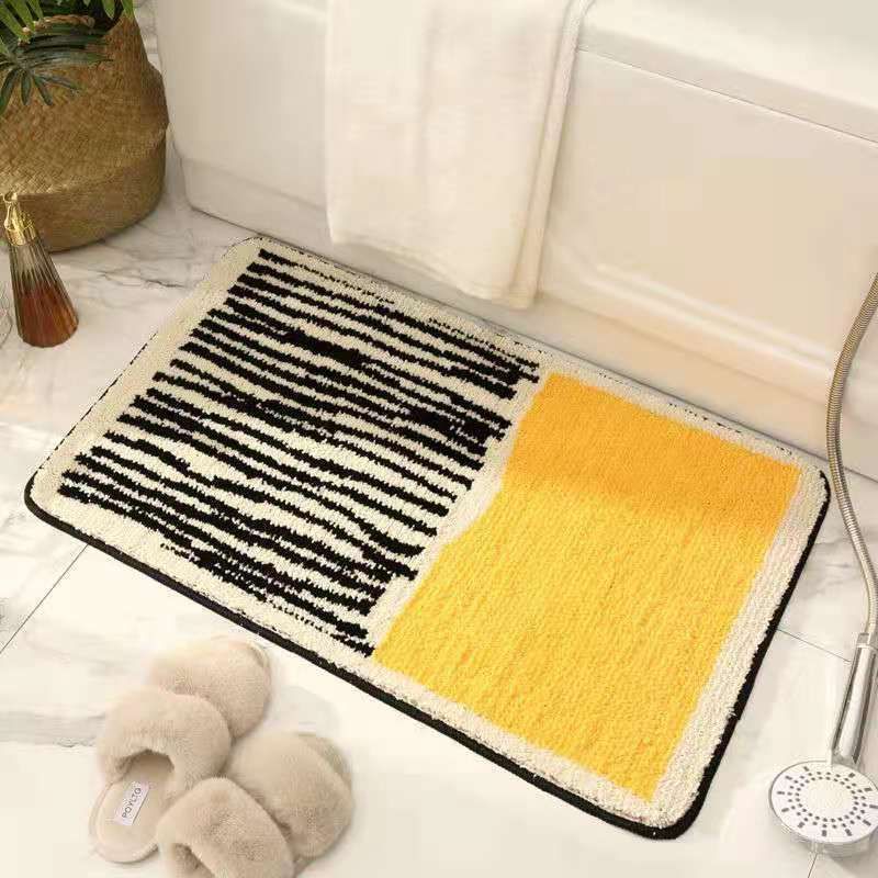 Carpet Rectangular Anti Skid Thickened Comfortable Moisture Absorbing Washable Rug for Entrance Yellow 40 X 60cm