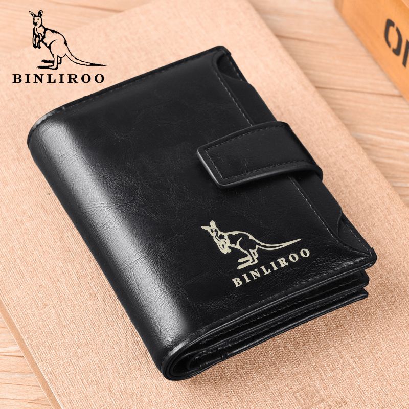 PU Leather Men Wallet Zipper No Degaussing Multi Screens Vertical Vintage Male Wallet for Travelling Working Black