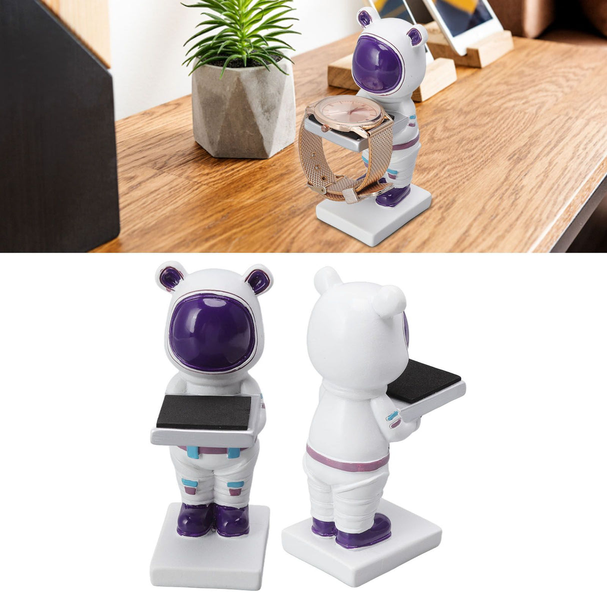 Resin Watch Stand Handmade Figurine Model Decorative Watch Display Stand for Home White Bear