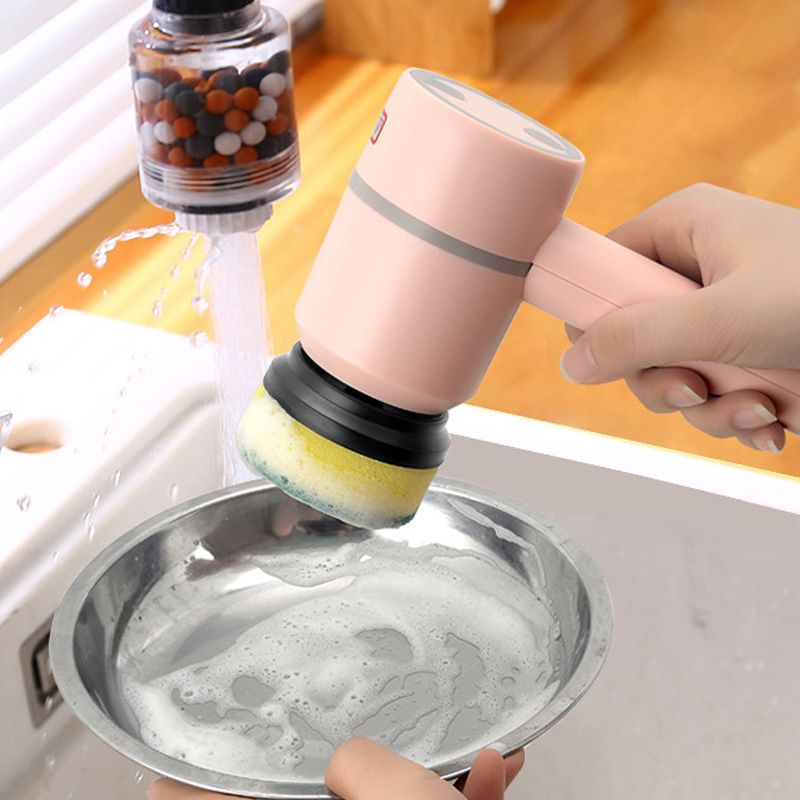 3 Gears Electric Cleaning Brush Cordless Multifunction Plastic with Extended Handle Electric Brush Cleaning Tool for Kitchen Pink 800mah