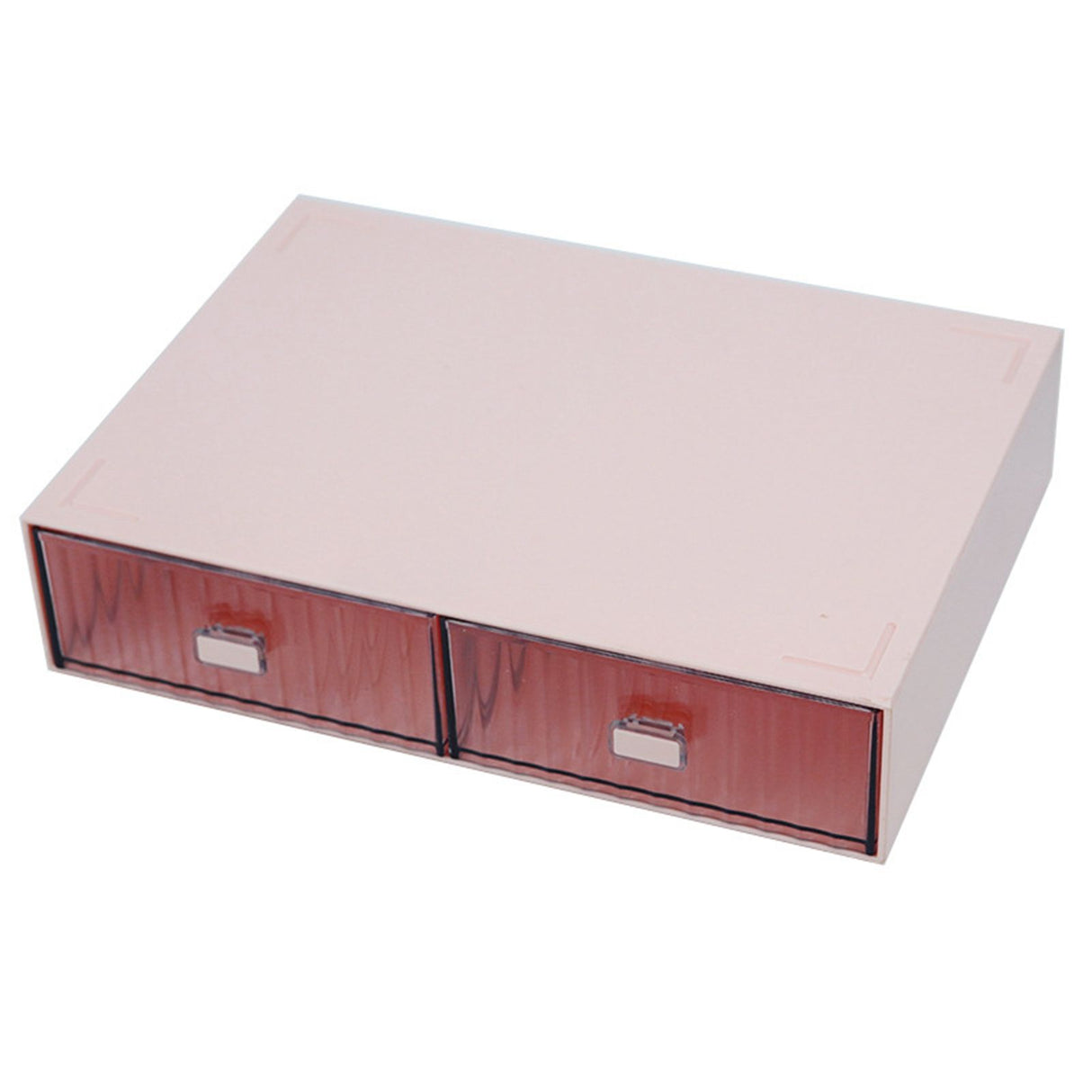 Desktop Drawer Organizer Waterproof Dustproof Plastic DIY Combination Multi Layer Stackable Drawer Storage Case Striped Pink 2 Drawers