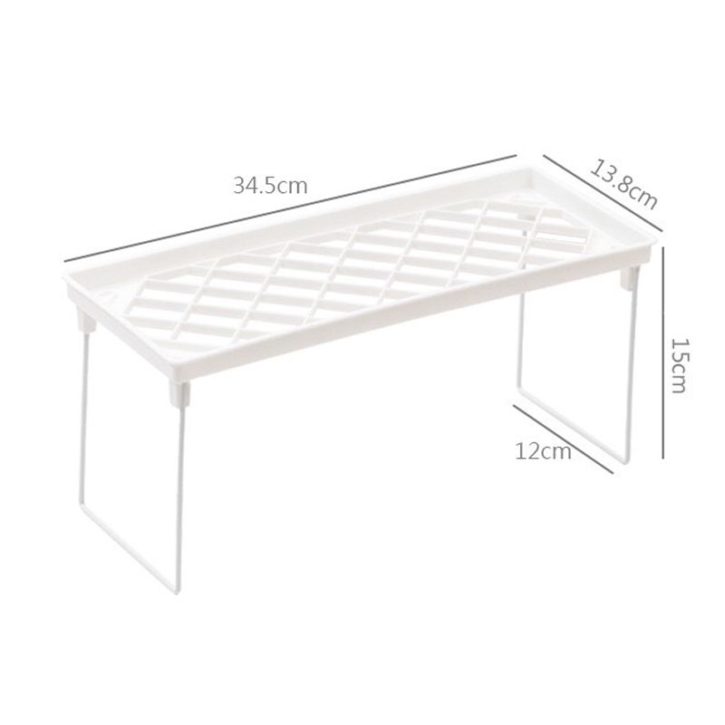 Dormitory Storage Shelf Strong PP Metal Foldable Design Simple Style Desktop Display Shelf for Home Dormitory Office White S