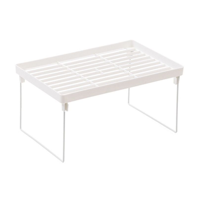 Dormitory Storage Shelf Strong PP Metal Foldable Design Simple Style Desktop Display Shelf for Home Dormitory Office White M