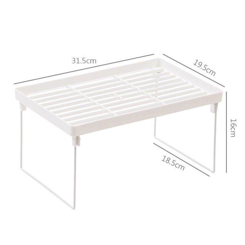 Dormitory Storage Shelf Strong PP Metal Foldable Design Simple Style Desktop Display Shelf for Home Dormitory Office White M