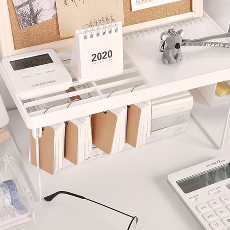Dormitory Storage Shelf Strong PP Metal Foldable Design Simple Style Desktop Display Shelf for Home Dormitory Office White M
