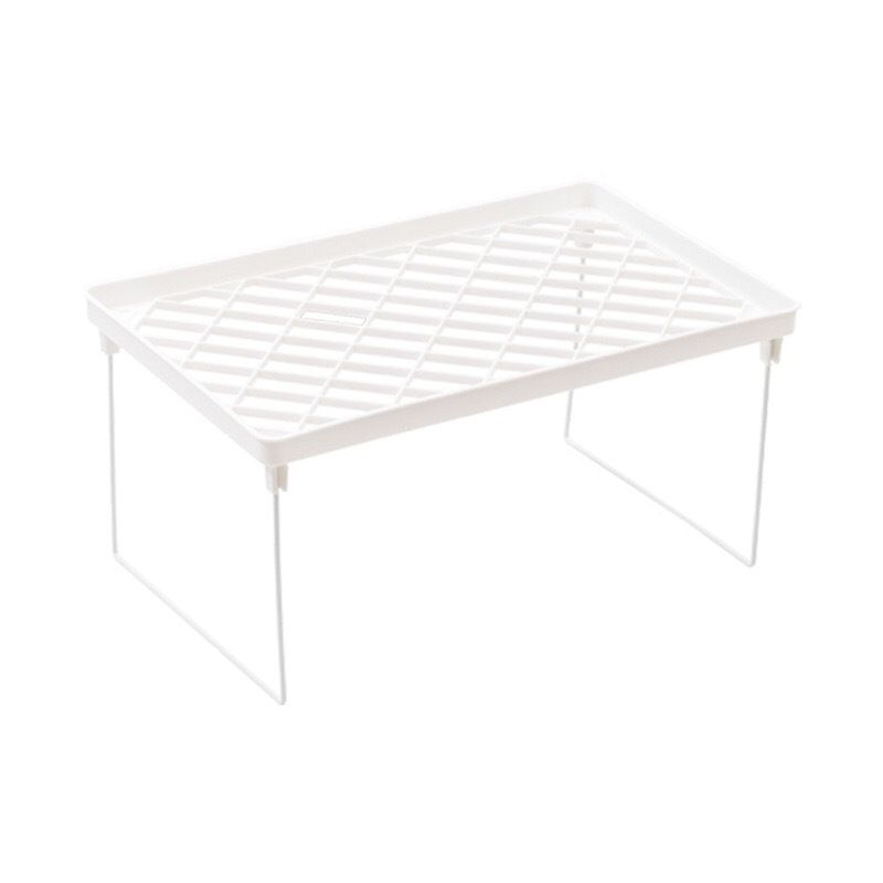 Dormitory Storage Shelf Strong PP Metal Foldable Design Simple Style Desktop Display Shelf for Home Dormitory Office White L
