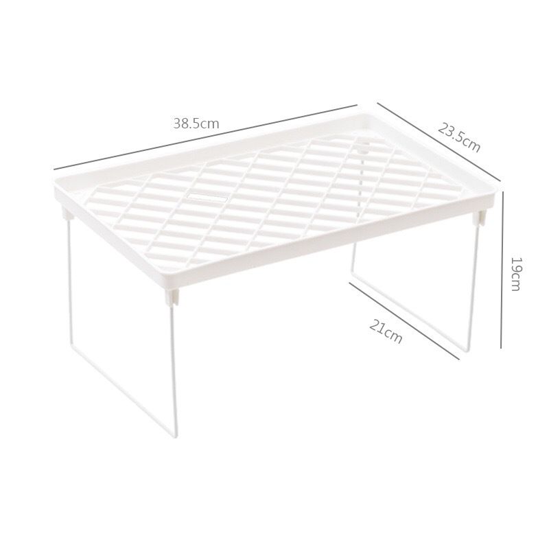 Dormitory Storage Shelf Strong PP Metal Foldable Design Simple Style Desktop Display Shelf for Home Dormitory Office White L