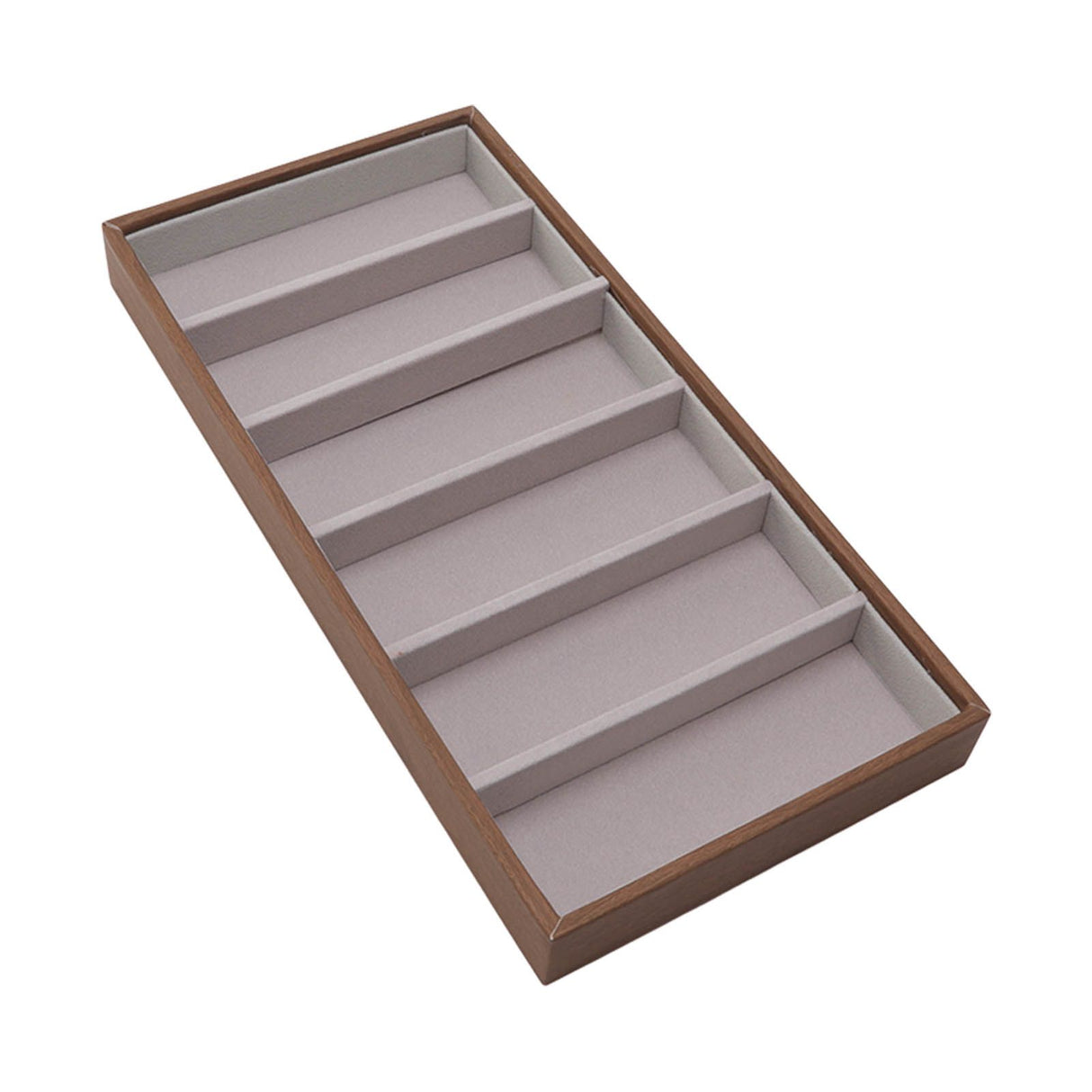 Eyeglass Display Organizer Wood Grain 6 Compartments Glasses Display Tray Sunglasses Storage Cases
