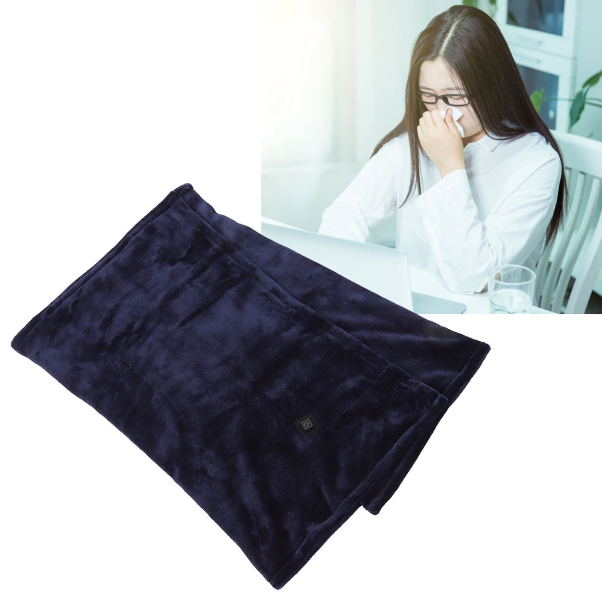 USB Heating Blanket Thermal Electric Heated Shawl Blanket Temperature Controlled Blanket Royalblue