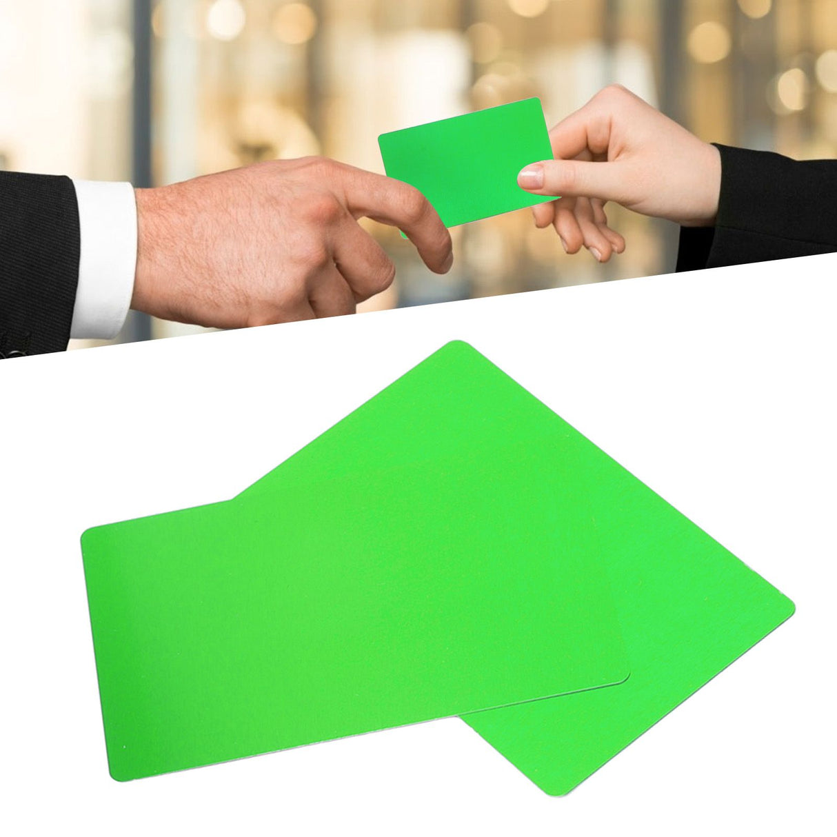 50PCS Business Name Card Laser Engraving Waterproof and Wear Resistant Aluminum Visiting Card for Company Green
