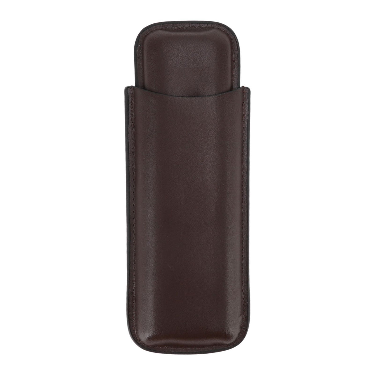 Leather Cigar Case Portable 2 Finger Cigar Holder for Travel Business Trip Boyfriend Gifts Deep Coffee