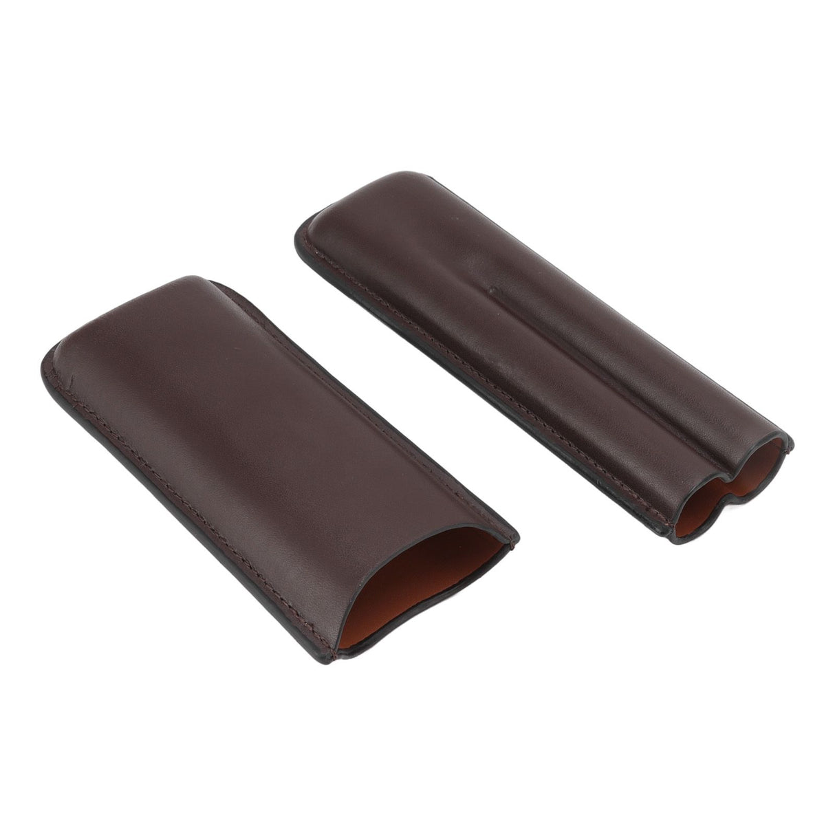 Leather Cigar Case Portable 2 Finger Cigar Holder for Travel Business Trip Boyfriend Gifts Deep Coffee