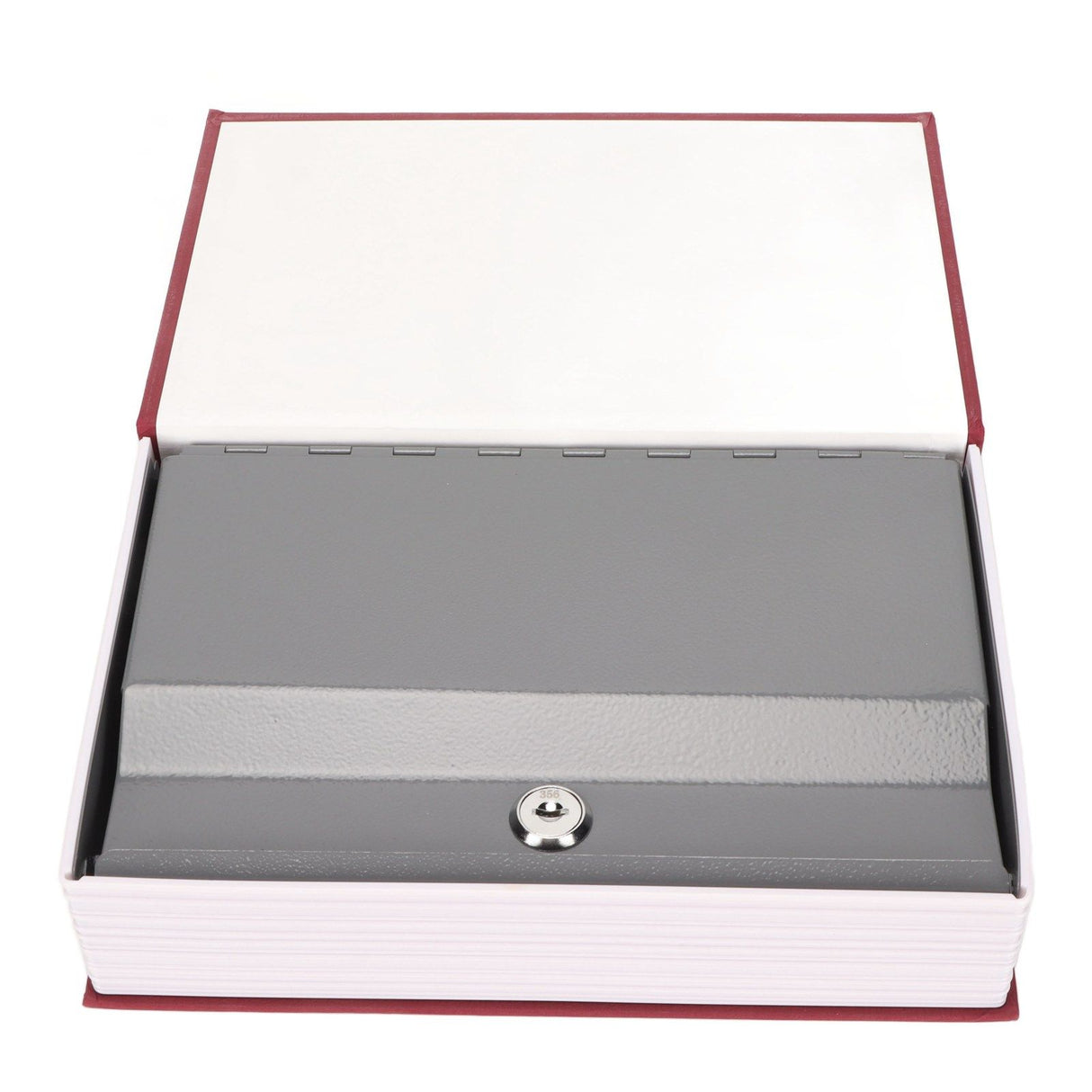 Book Safe Stainless Steel Liner Decorative ABS Material Humanized Design Protective Soft Touch Savings Bank with Key Red