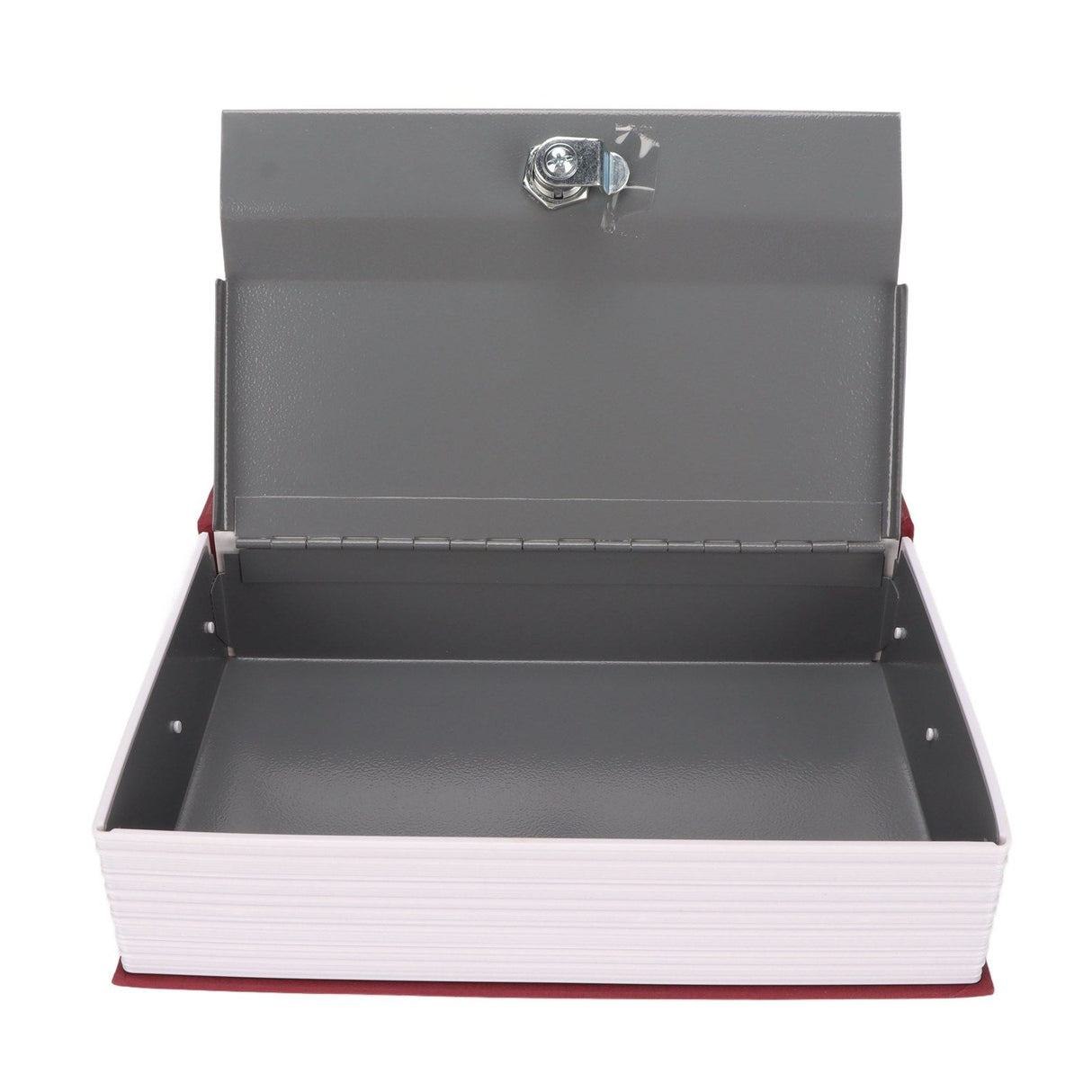 Book Safe Stainless Steel Liner Decorative ABS Material Humanized Design Protective Soft Touch Savings Bank with Key Red