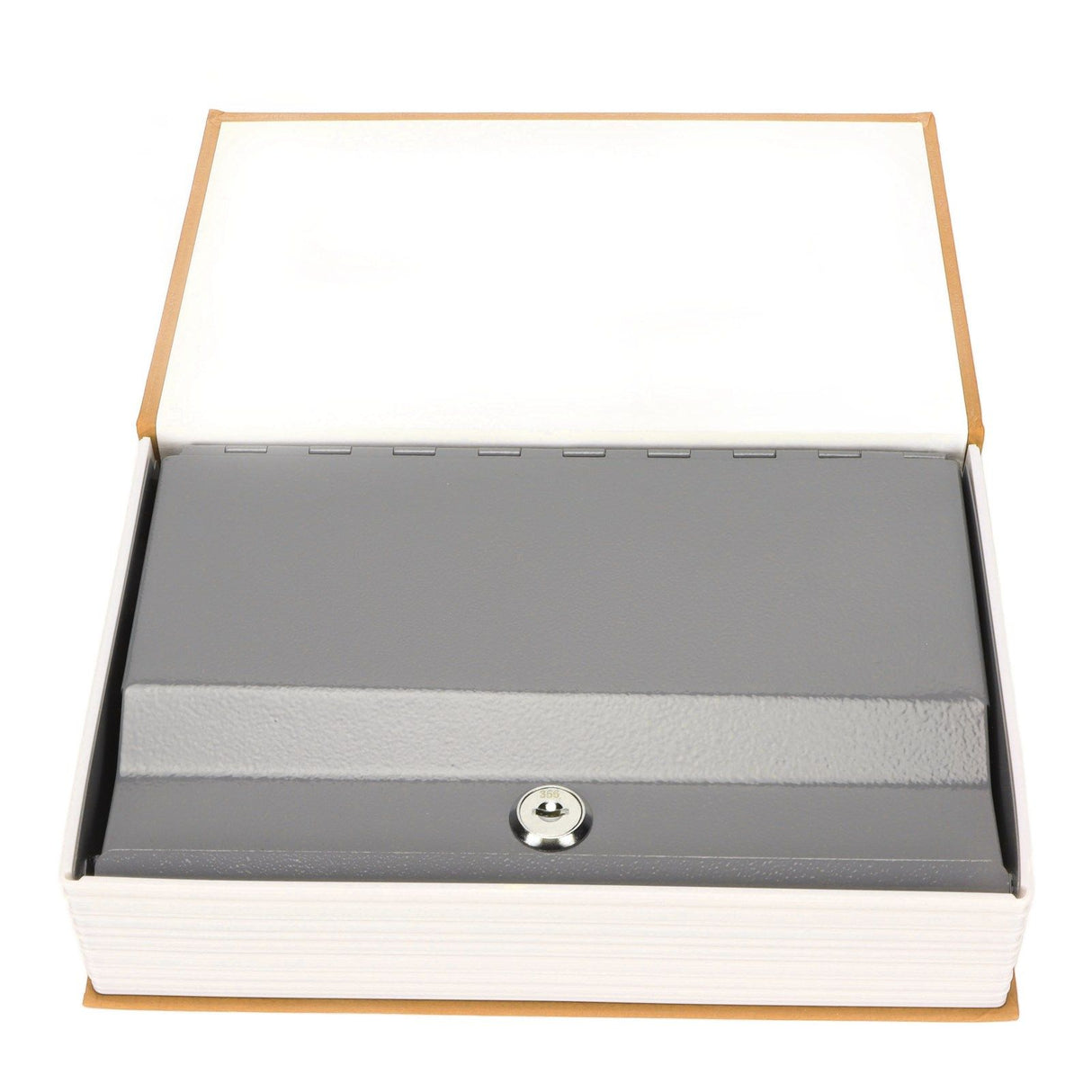 Book Safe Stainless Steel Liner Decorative ABS Material Humanized Design Protective Soft Touch Savings Bank with Key Brown