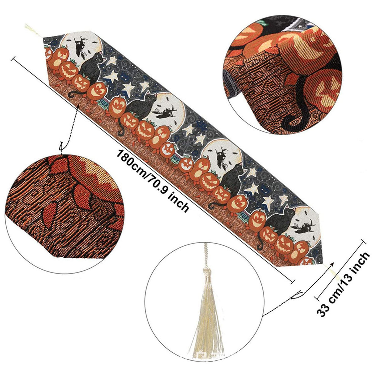 Table Runner Cotton and Linen for Halloween Decorations Home Dining Table 33x180cm