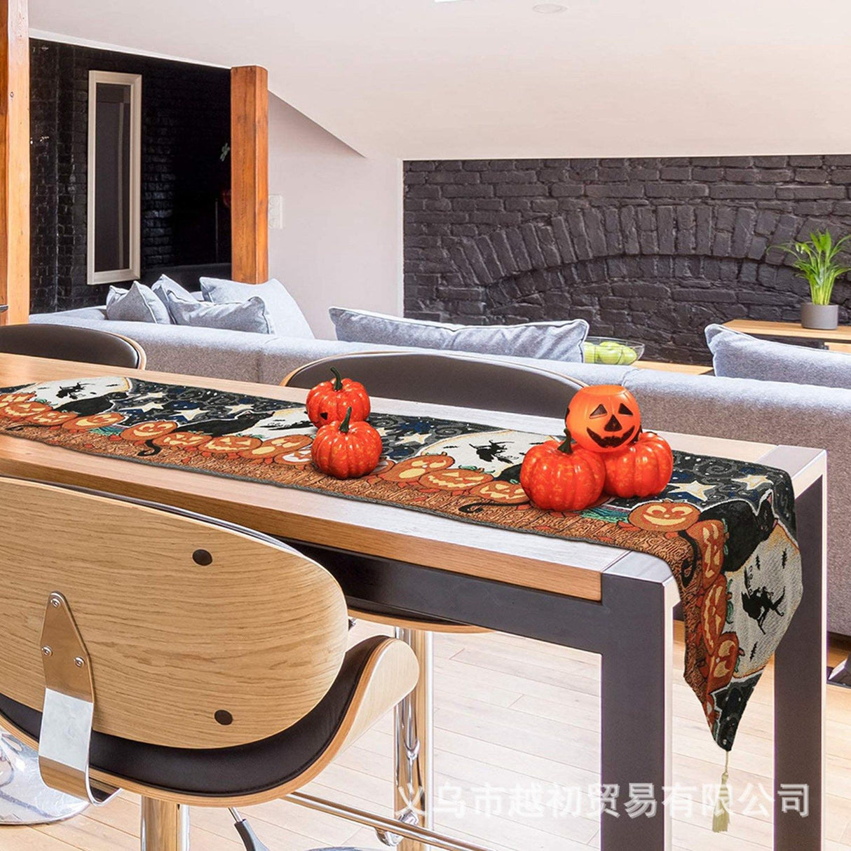 Table Runner Cotton and Linen for Halloween Decorations Home Dining Table 33x180cm