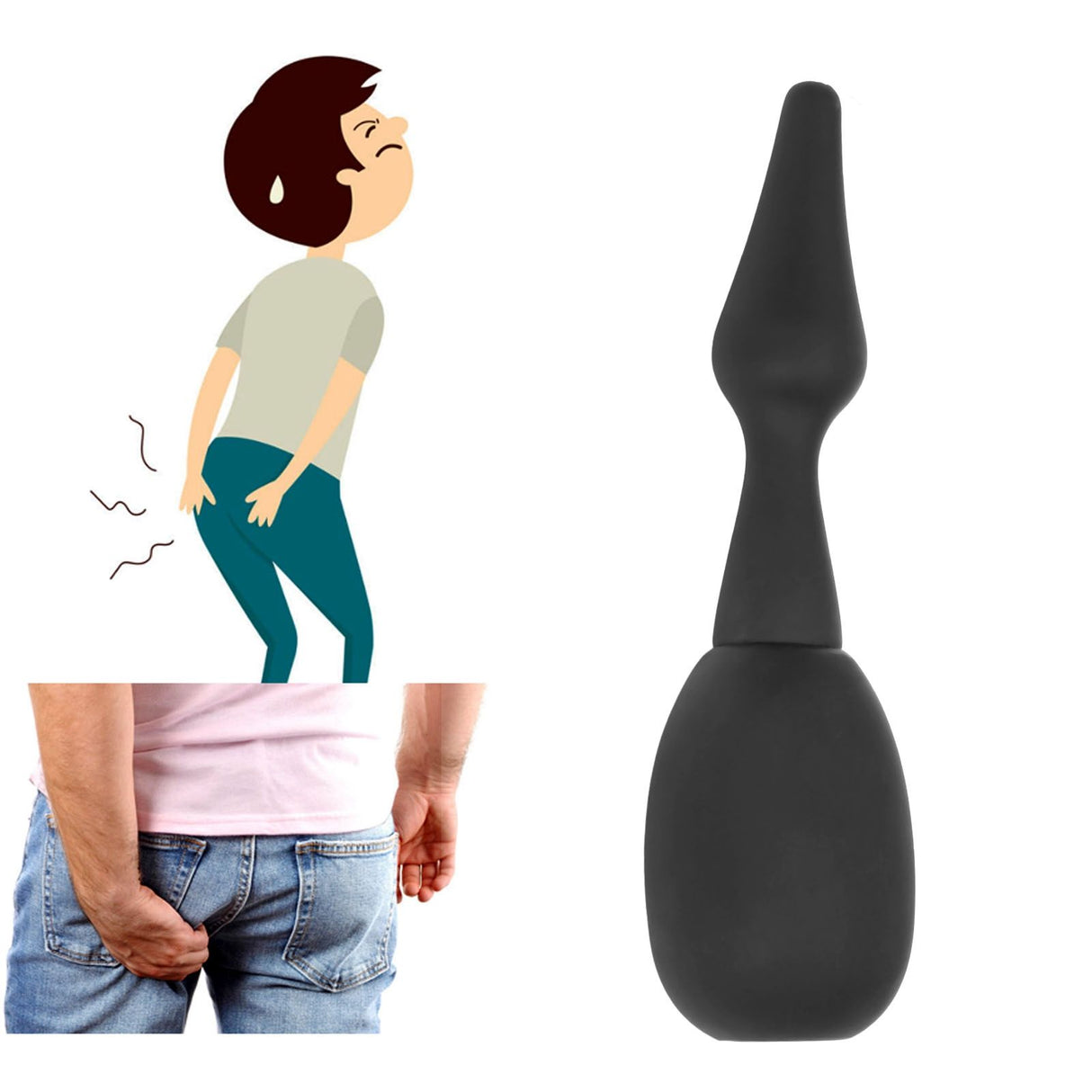 Anal Douche Soft Silicone Reusable Back Flow Prevention Anal Vaginal Cleaner for Colon Cleansing Detox Constipation