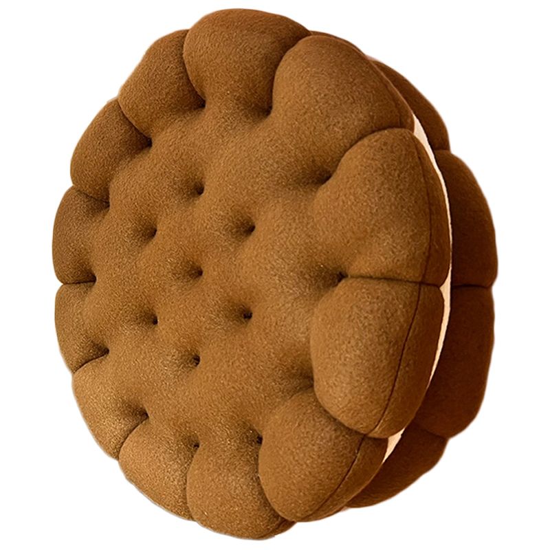 Cookie Cushion Cute Soft Breathable PP Cotton Filling Seating Cushion for Dormitory Bedroom Bedside 450g Chocolate