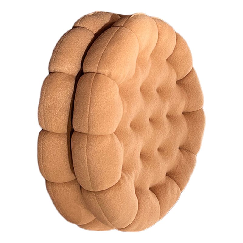 Cookie Cushion Cute Soft Breathable PP Cotton Filling Seating Cushion for Dormitory Bedroom Bedside 450g Apricot