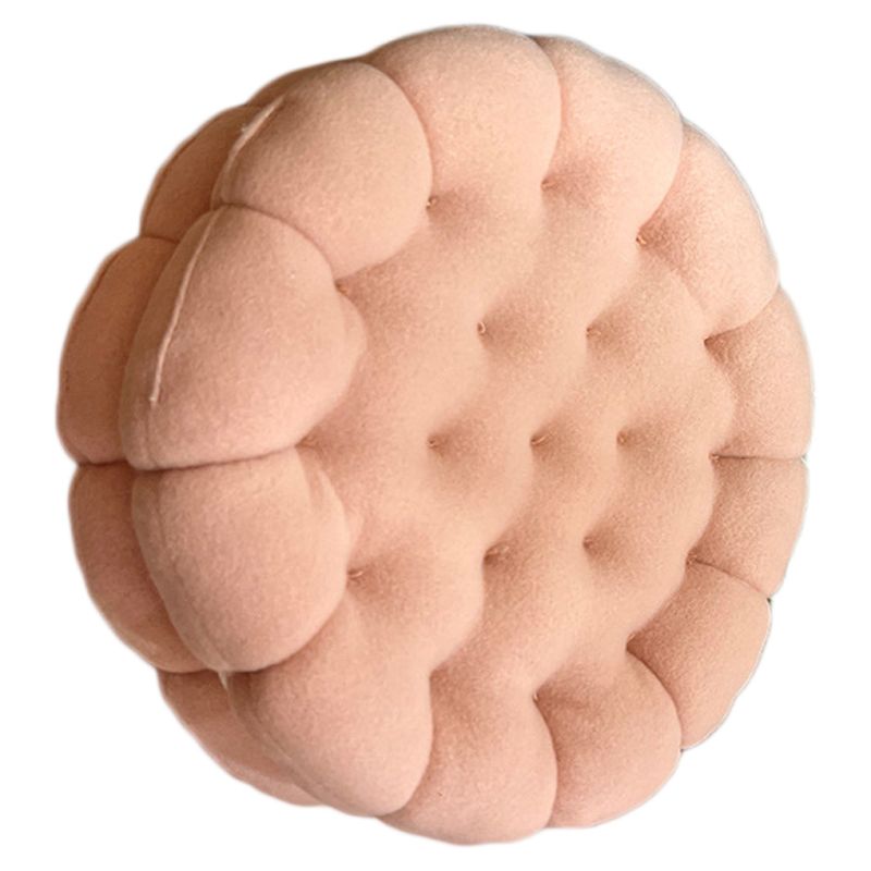 Cookie Cushion Cute Soft Breathable PP Cotton Filling Seating Cushion for Dormitory Bedroom Bedside 450g Strawberry Pink