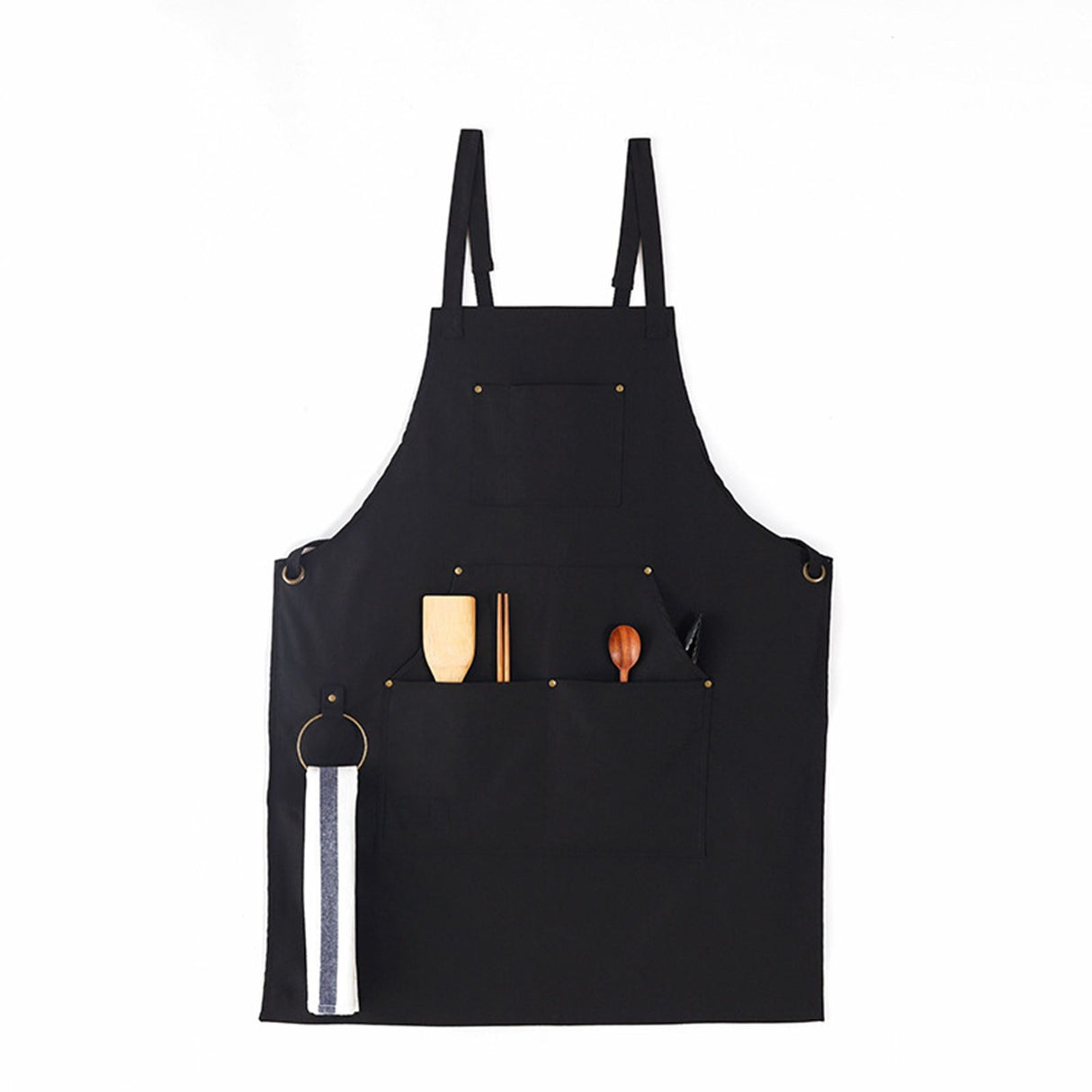 Barbecue Apron Adjustable Waterproof Work Tool Apron with Multiple Pockets Kitchen Apron