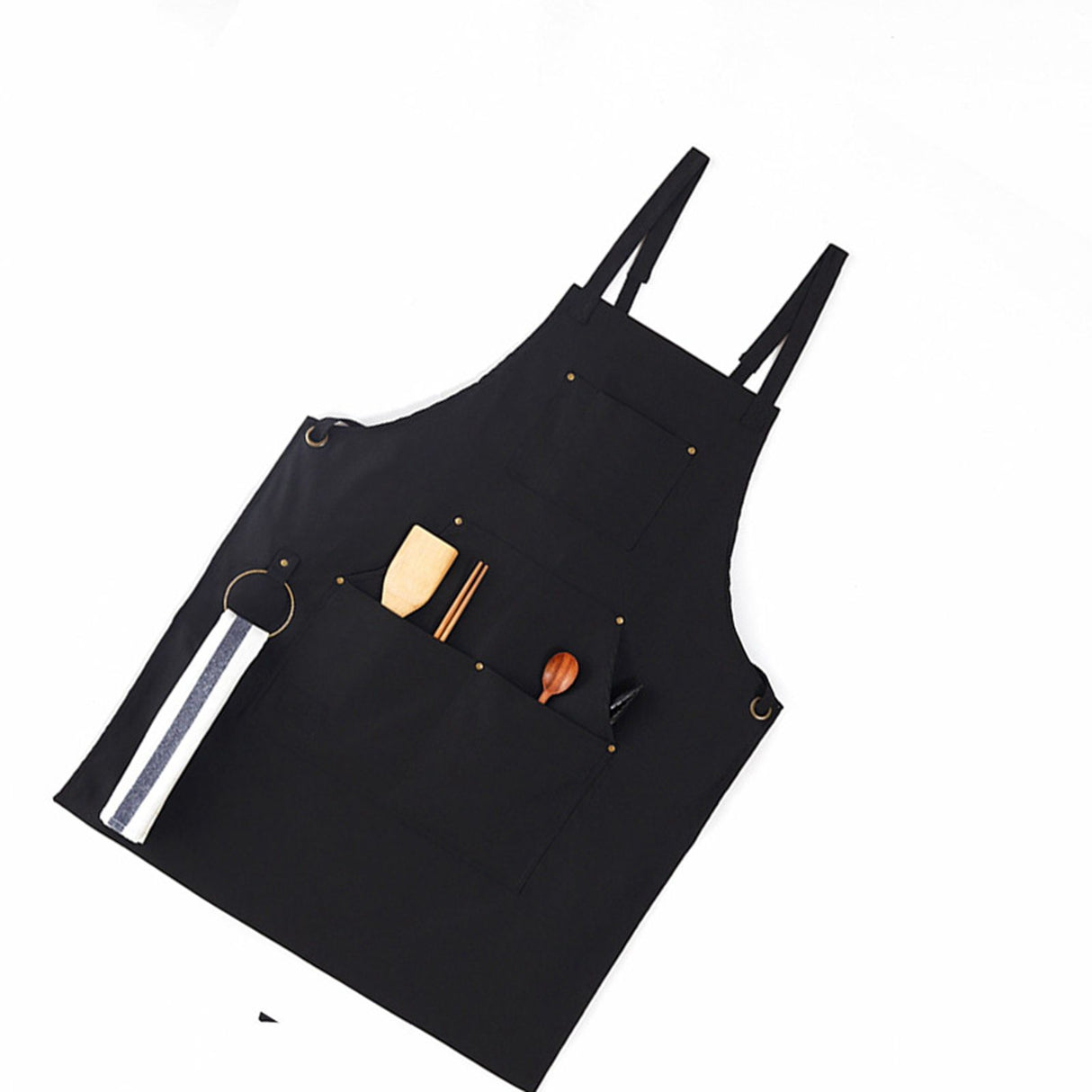 Barbecue Apron Adjustable Waterproof Work Tool Apron with Multiple Pockets Kitchen Apron