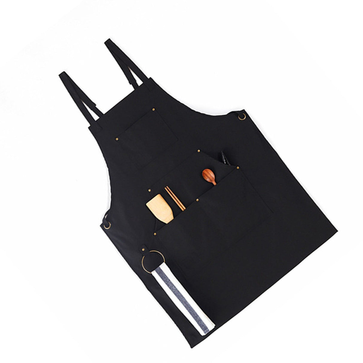 Barbecue Apron Adjustable Waterproof Work Tool Apron with Multiple Pockets Kitchen Apron