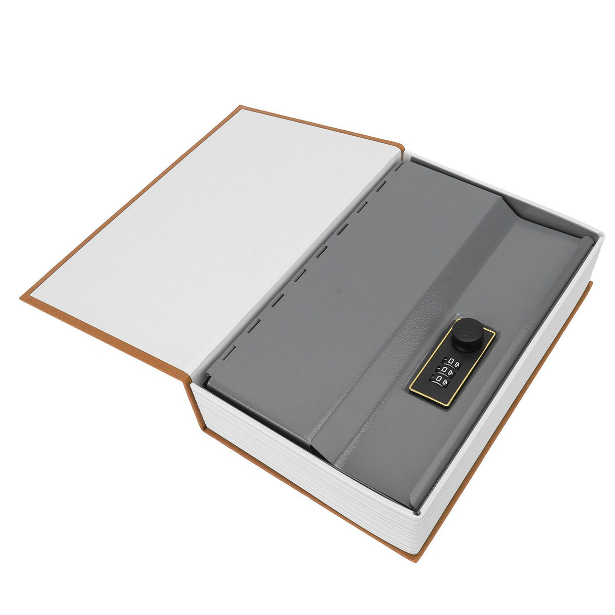 Diversion Book Safe Large Size Dictionary Style Stainless Steel Book Safe Combination Lock for Coins Card Documents Brown