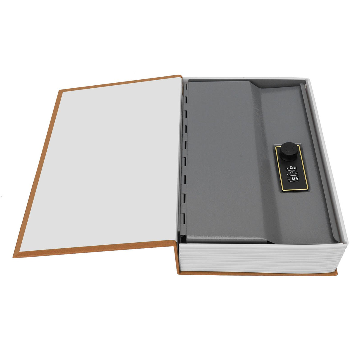 Diversion Book Safe Large Size Dictionary Style Stainless Steel Book Safe Combination Lock for Coins Card Documents Brown