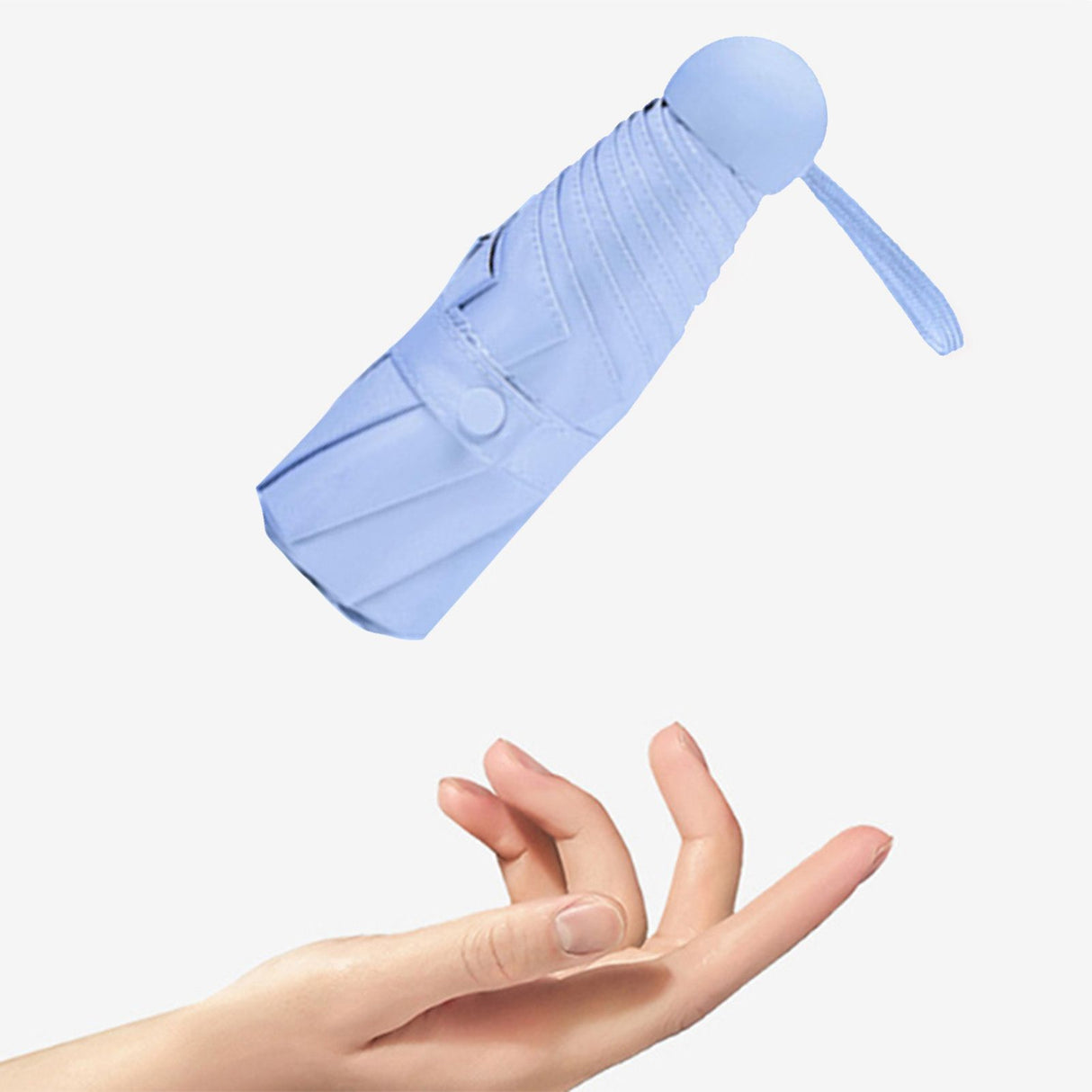 Capsule Umbrella Mini Pocket UV Resistant 2 Use 5 Section 8 Edged Outdoor Accessories Blue