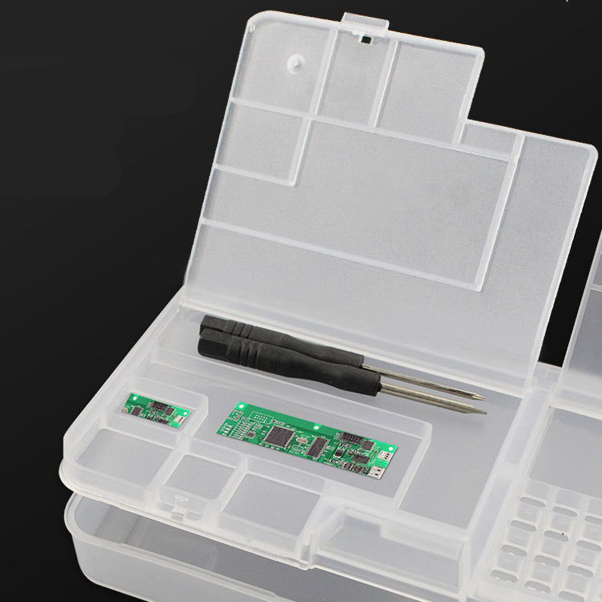 Electronic Components Storage Box Multipurpose Double Layer Rectangular PP Clear Component Containers